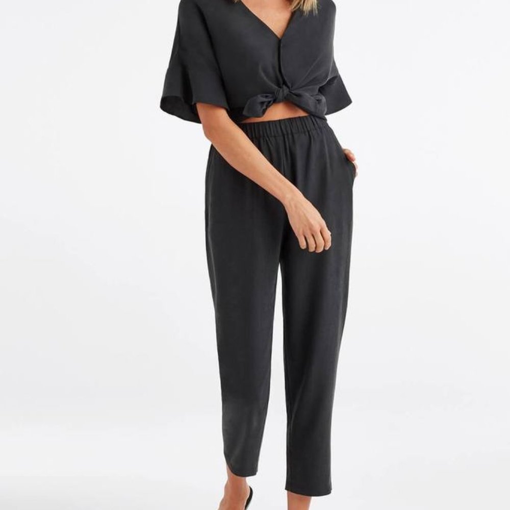 The Tencel Tapered Pant Washed Black S